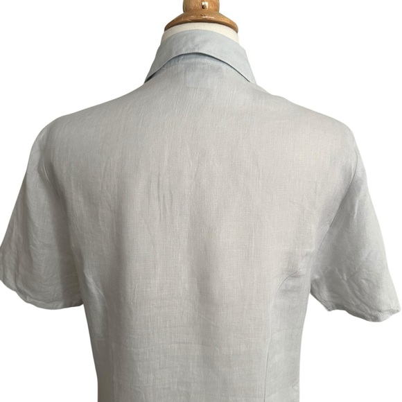 BARCELINO by Cellini Light Gray Linen Button-Up Shirt Minimalist Old Money 8 - Picture 8 of 14